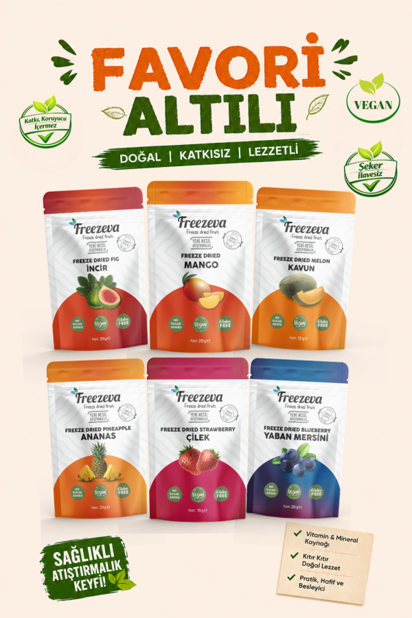 Freezeva Freeze Dried Kurutulmuş Meyve 6'lı Tanışma Paketi